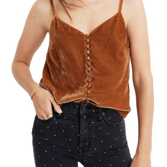 Madewell Tops - Madewell tank top brown velvet button down cami